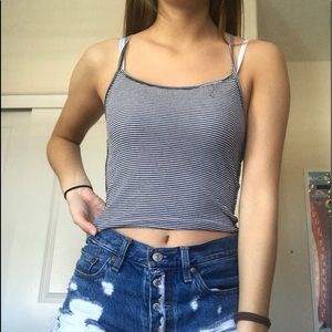 black and white striped basic tank